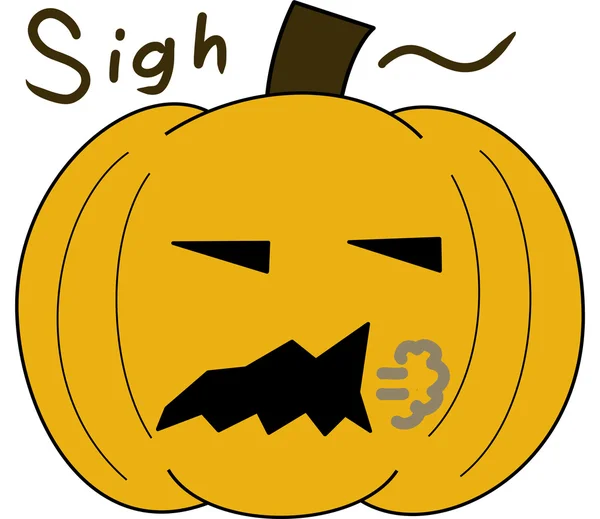 Vector pumpkin face cartoon emotion expression sigh — Vetor de Stock