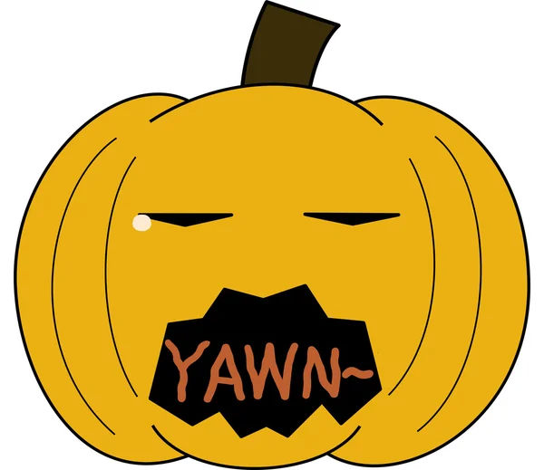 Vector pumpkin face cartoon emotion expression yawn — Vetor de Stock