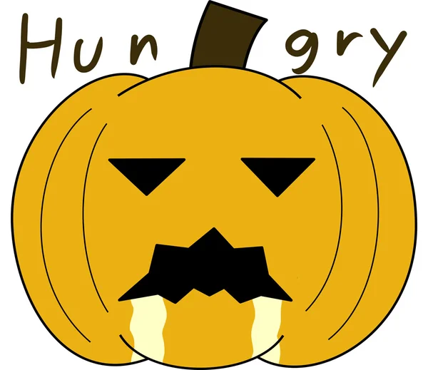 Vector pumpkin face cartoon emotion expression hungry — Vetor de Stock