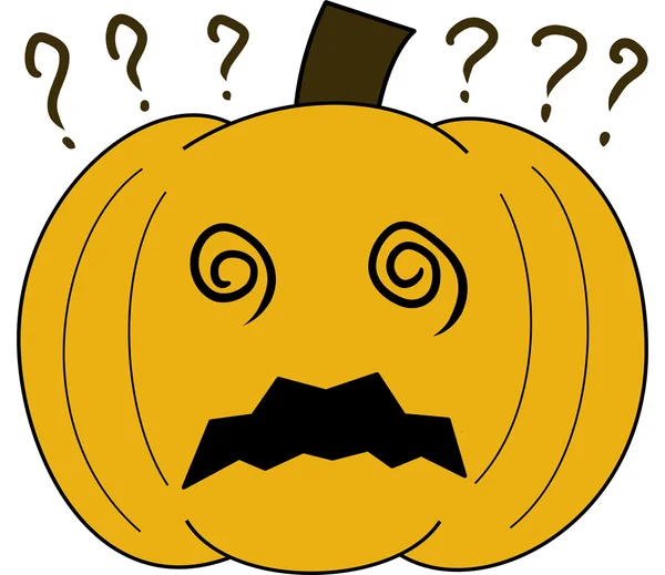 Vector pumpkin face cartoon emotion expression confused — Stok Vektör