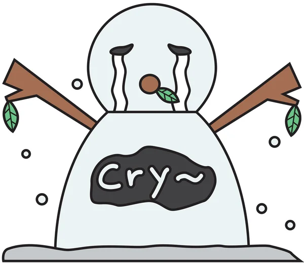 Vector winter snowman face cartoon emotion expression cry — Stockový vektor