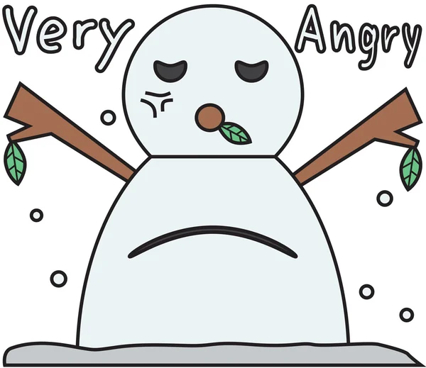 Vector winter snowman face cartoon emotion expression anger — Stock vektor