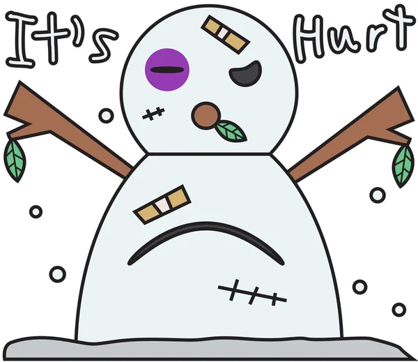 Vector winter snowman face cartoon emotion expression fight — Vector de stock