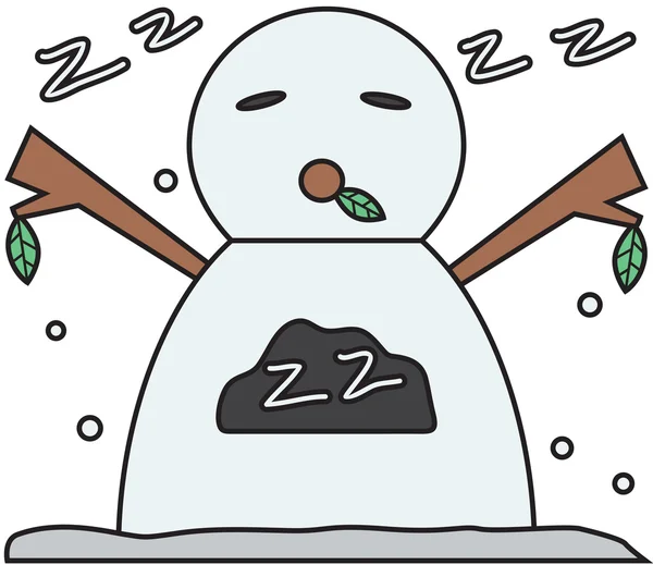 Vector winter snowman face cartoon emotion expression sleep — Stock Vector
