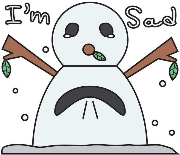Vector winter snowman face cartoon emotion expression sad — ストックベクタ