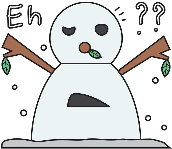 Vector winter snowman face cartoon emotion expression doubt — 图库矢量图片