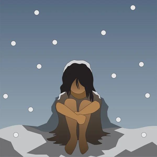 Vektör kış yalnız evsiz insanlar