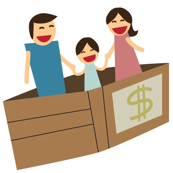 插图的钱包家庭幸福的微笑 — 图库矢量图片
