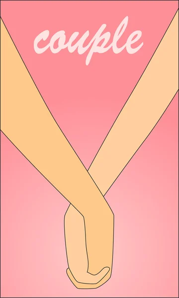 Couple amoureux main valentine câlin — Image vectorielle