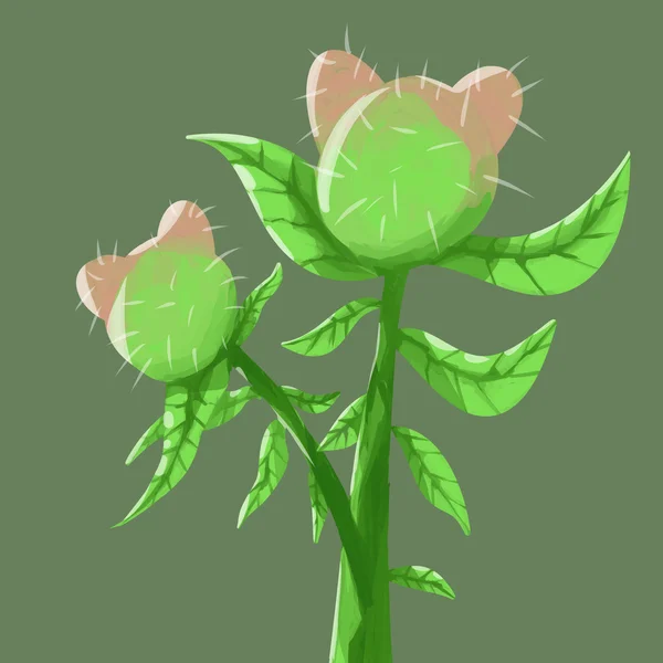 Painting isolate fantasy flower green pink — ストック写真