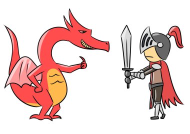 Çizgi film şövalye ejderha mücadele