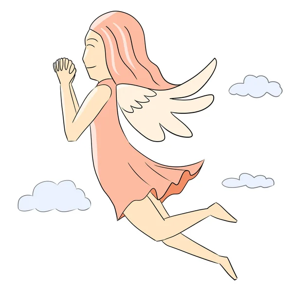 Cartoon woman isolate pink angel