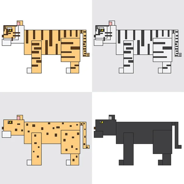 Icône de symbole rectangle animaux tigre — Image vectorielle