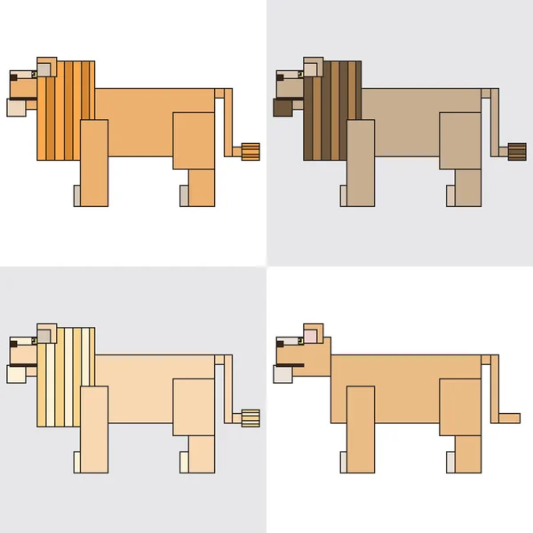 Icône de symbole rectangle animale lion — Image vectorielle