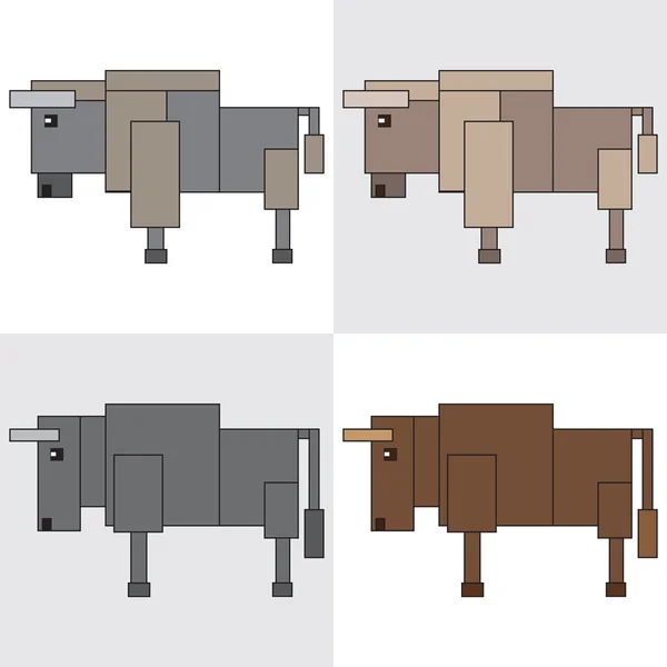 Symbole icône rectangle animaux bison mâle — Image vectorielle