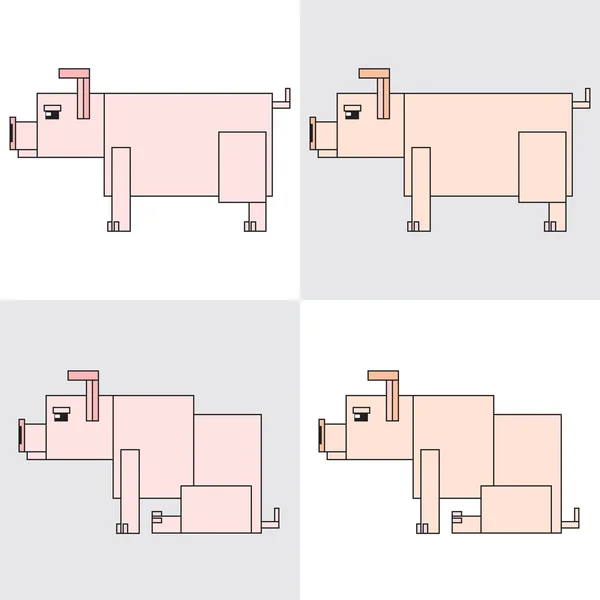 Icône de symbole rectangle animaux cochon — Image vectorielle