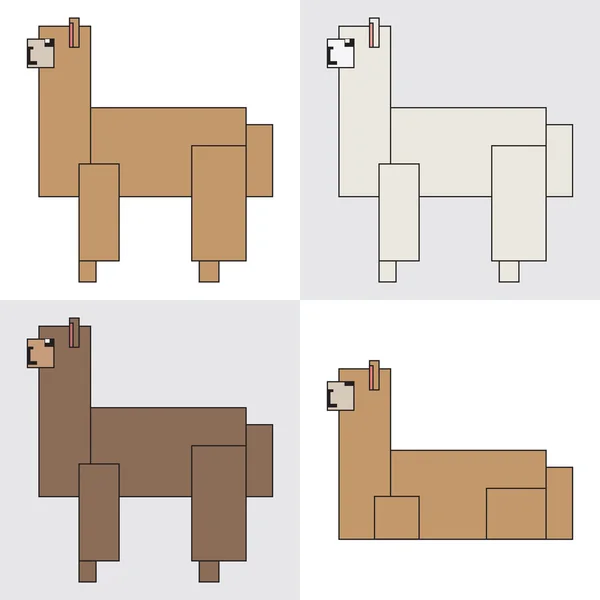 Icône de symbole rectangle animaux alpaga — Image vectorielle