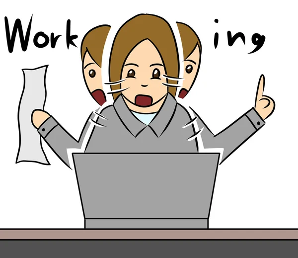 Cartoon woman office work busy — Stock Photo, Image