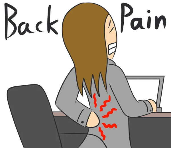 Cartoon woman back pain — Stok Foto