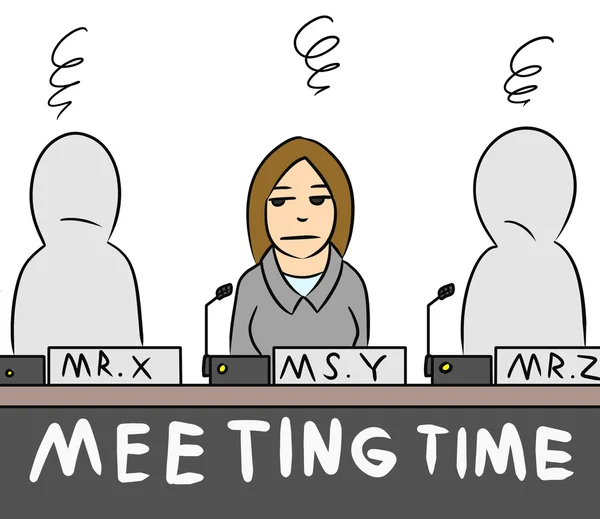 Kreslený žena plat muže setkání — Stock fotografie
