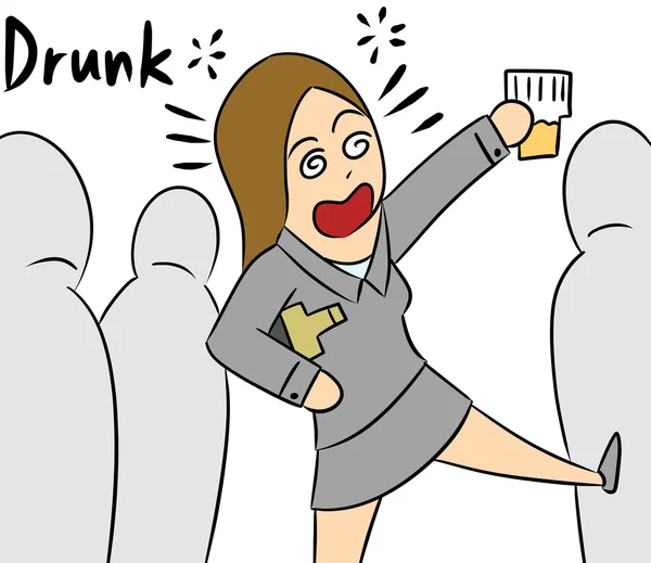 Kreslený žena alkohol opilý — Stock fotografie