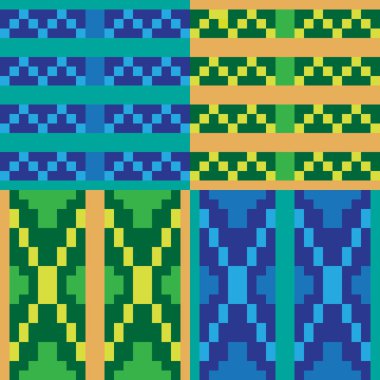 Model piksel sanat mavi sarı