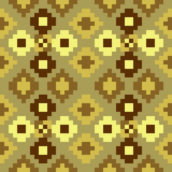 패턴 픽셀 아트 원활한 노란색 갈색 — 스톡 벡터