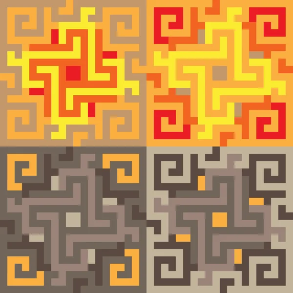 Mönster pixel konst gul brun — Stock vektor