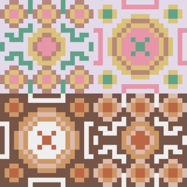 Desen piksel sanat yuvarlak kahverengi