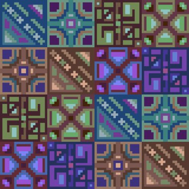 Desen piksel doku mavi yeşil kahverengi