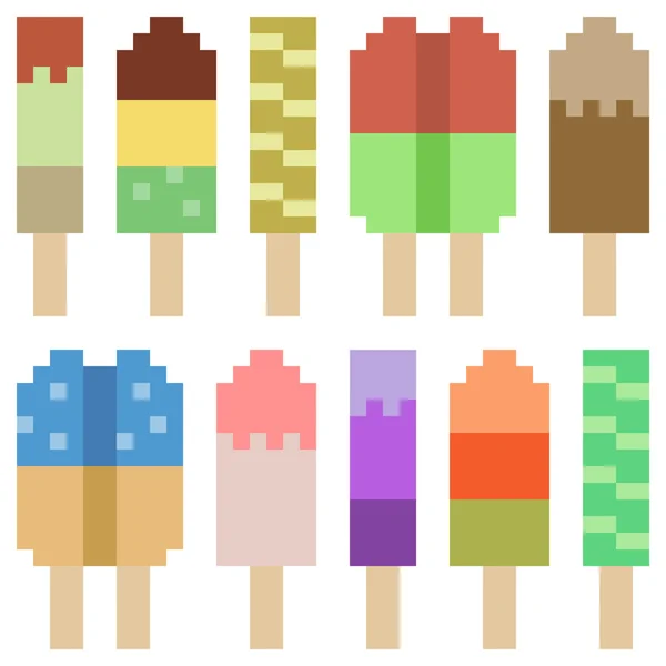 Helado de icono ilustración pixel art — Archivo Imágenes Vectoriales