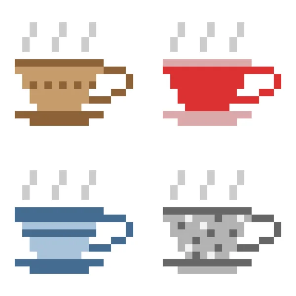 Illustration pixel art icon coffee — Stock Vector