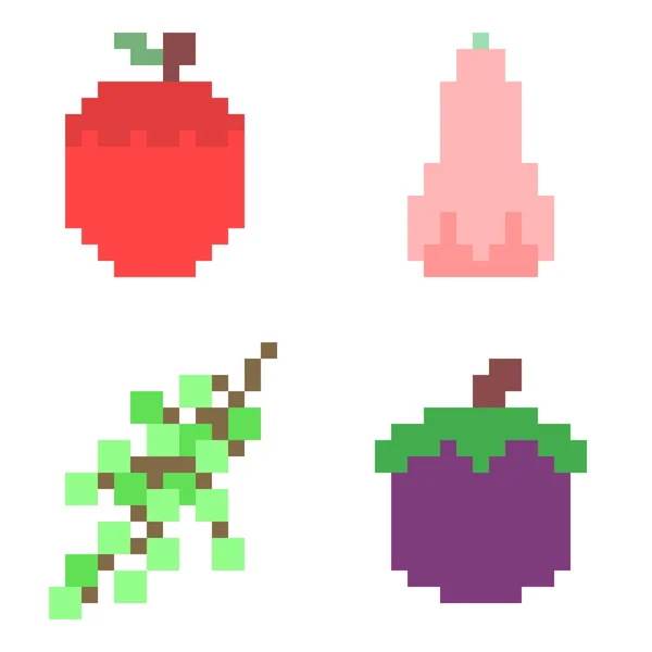 Illustrazione pixel art icona frutta — Vettoriale Stock
