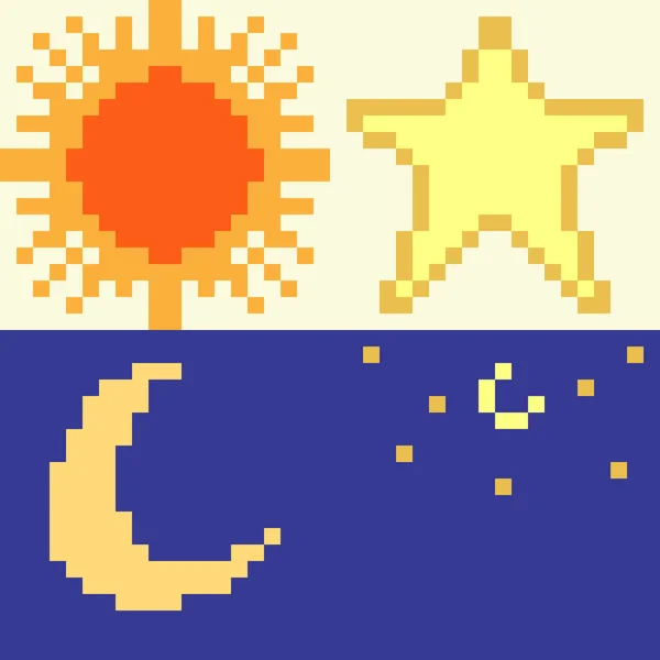 Estrela de ícone ilustração pixel art — Vetor de Stock