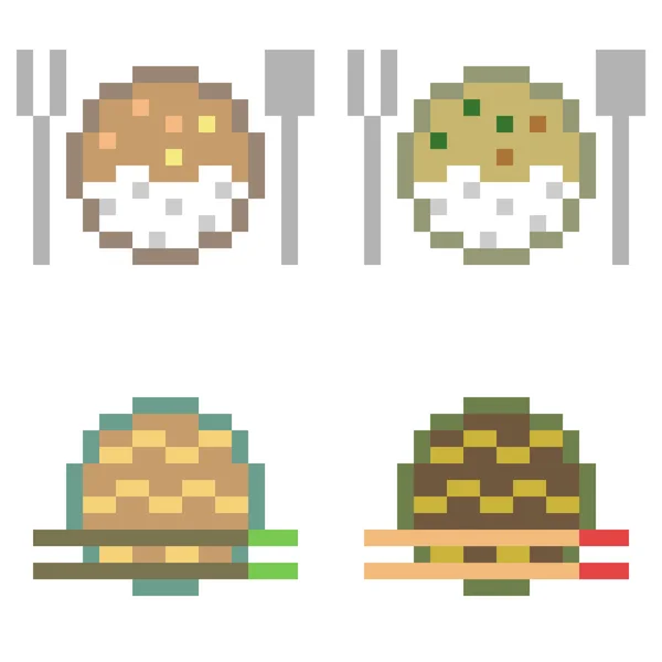 Alimentos de icono ilustración pixel art — Archivo Imágenes Vectoriales