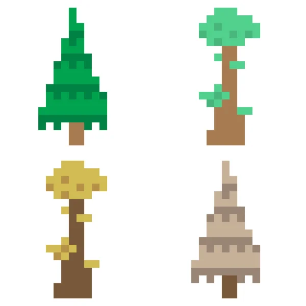 Abbildung Pixel Kunst Symbol Baum — Stockvektor