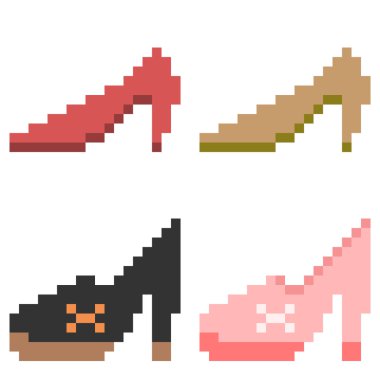 Resimde piksel sanat simge kadın ayakkabı