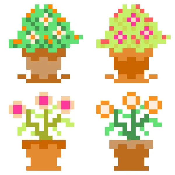 Illustration pixel art icon flower pot — Stock Vector