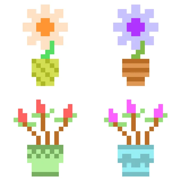 Abbildung Pixel Kunst Symbol Blumentopf — Stockvektor