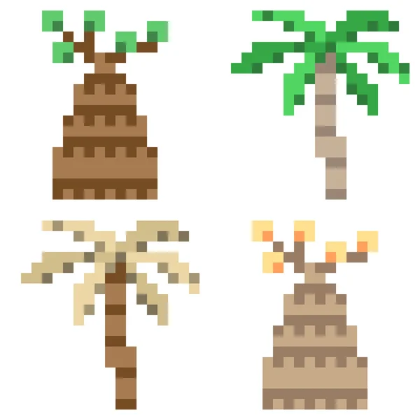 Illustration pixel art icon plam tree — Stock Vector