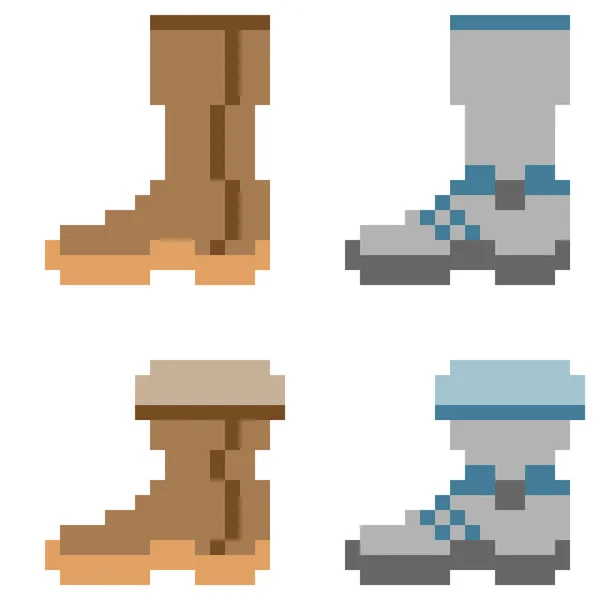 Illustration pixel art icon boots — Stock Vector
