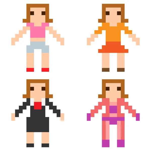 Femme d'icône illustration pixel art — Image vectorielle