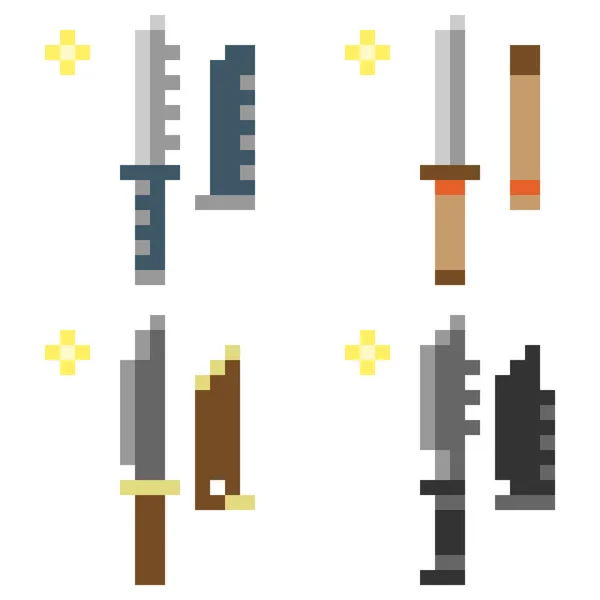 Illustration pixel art icon knife — Stock Vector