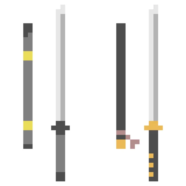 Illustration pixel art icon katana — Stock Vector