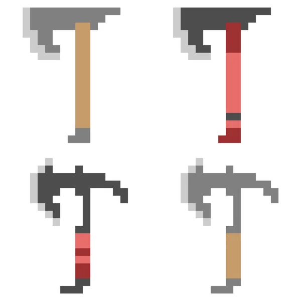 Illustration pixel art icon axe — Stock Vector