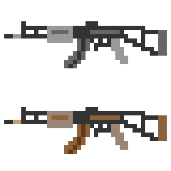 Illustration pixel art icon gun assault rifle — Stock Vector