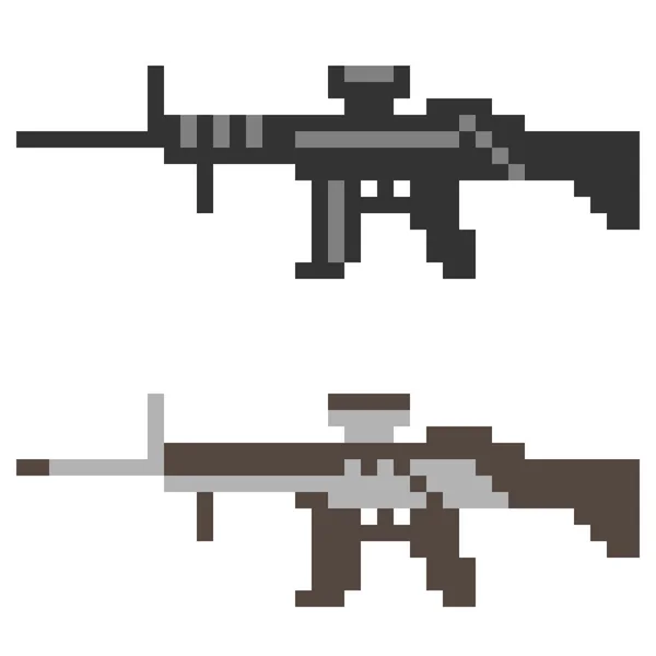 Ilustração pixel arte ícone arma fuzil —  Vetores de Stock