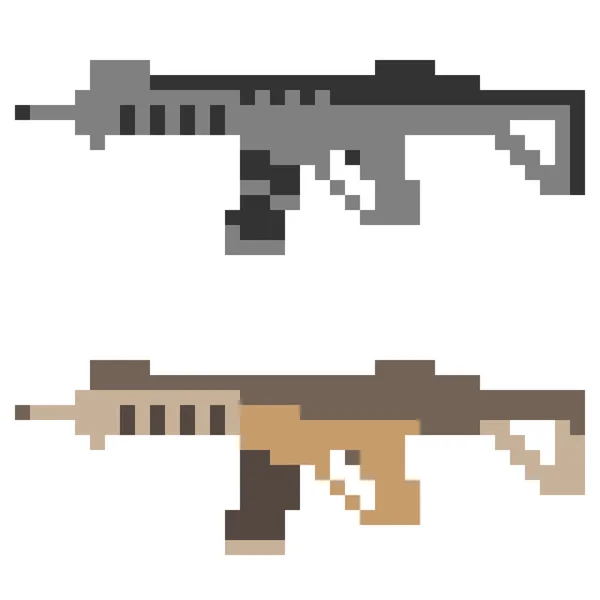 Ілюстрація піксельного мистецтва іконка пістолета штурмової гвинтівки — стоковий вектор