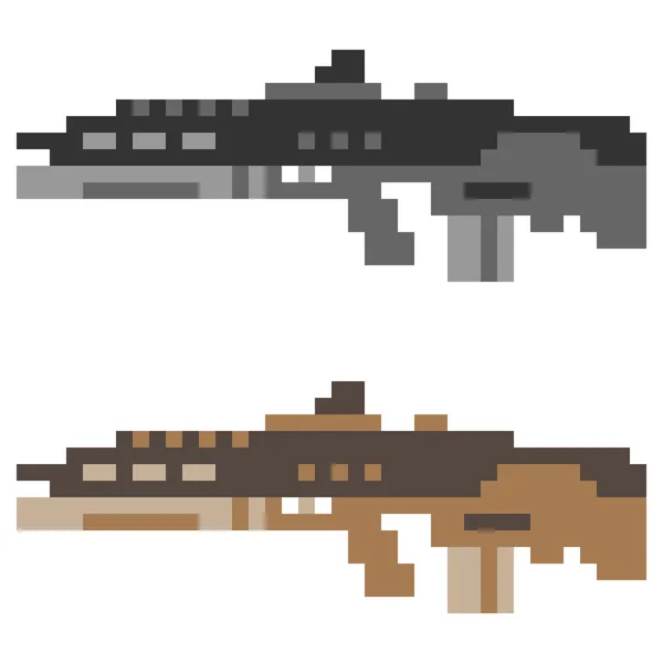 Illustration pixel art icon gun assault rifle — Stock Vector