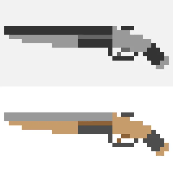 Illustration pixel art icon shotgun — Stock Vector